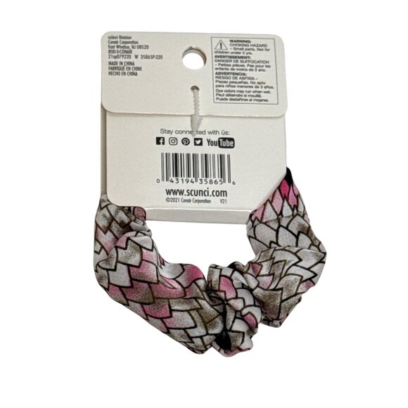 Scunci Pink Geometric Scrunchie Ponytail Holder - Picture 2 of 3